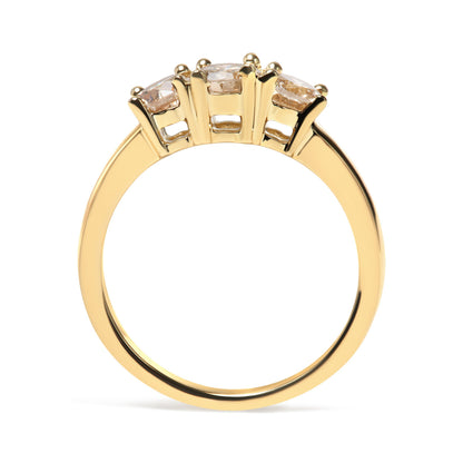 10K Yellow Gold 1.00 Cttw Champagne Diamond 3-Stone Band Ring (J-K Color, I1-I2 Clarity)  - Size 7