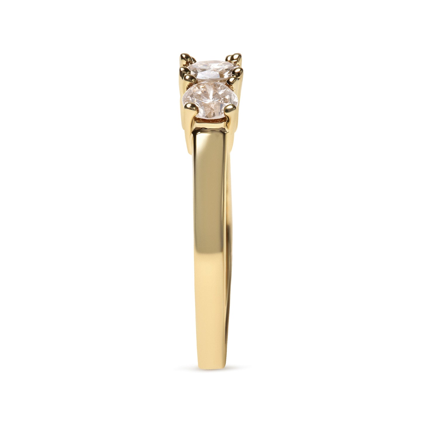 10K Yellow Gold 1.00 Cttw Champagne Diamond 3-Stone Band Ring (J-K Color, I1-I2 Clarity)  - Size 7