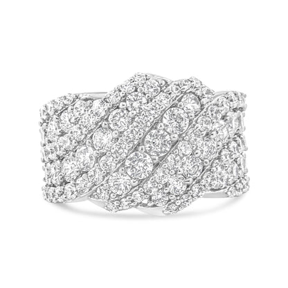 10K White Gold 3.00 Cttw Diamond Multi Row Cluster Band Ring (I-J Color, I3 Clarity) - Size 7