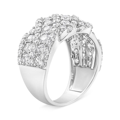 10K White Gold 3.00 Cttw Diamond Multi Row Cluster Band Ring (I-J Color, I3 Clarity) - Size 7