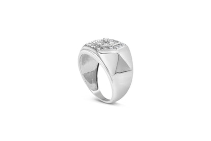 Men's .925 Sterling Silver 1/2 Cttw Multi-Diamond Hexagon Frame Ring (I-J Color, I3 Clarity) - Ring Size 10