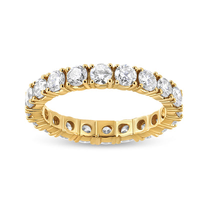 14K Yellow Gold 2.00 Cttw Shared Prong Set Round Cut Diamond Eternity Band (J-K Color, VS1-VS2 Clarity) - Ring Size 6.75