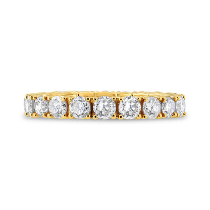 14K Yellow Gold 2.00 Cttw Shared Prong Set Round Cut Diamond Eternity Band (J-K Color, VS1-VS2 Clarity) - Ring Size 6.75