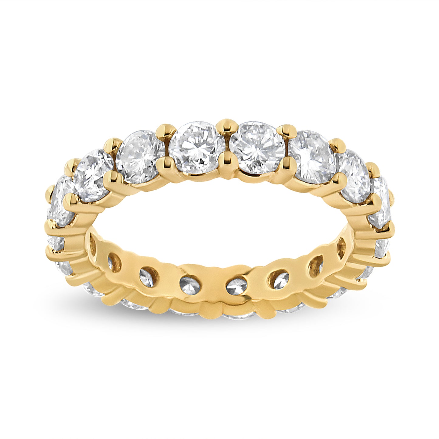 14K Yellow Gold 3.00 Cttw Shared Prong Set Round Cut Diamond Eternity Band (J-K Color, VS1-VS2 Clarity) - Ring Size 7
