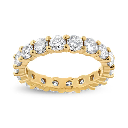14K Yellow Gold 3.00 Cttw Shared Prong Set Round Cut Diamond Eternity Band (J-K Color, VS1-VS2 Clarity) - Ring Size 7