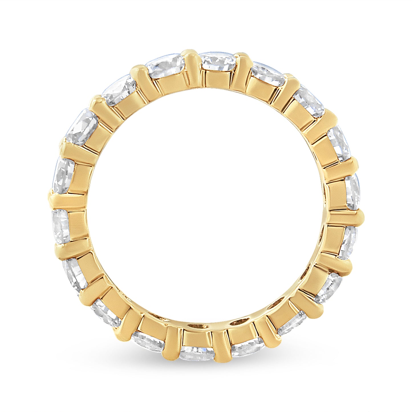 14K Yellow Gold 3.00 Cttw Shared Prong Set Round Cut Diamond Eternity Band (J-K Color, VS1-VS2 Clarity) - Ring Size 7