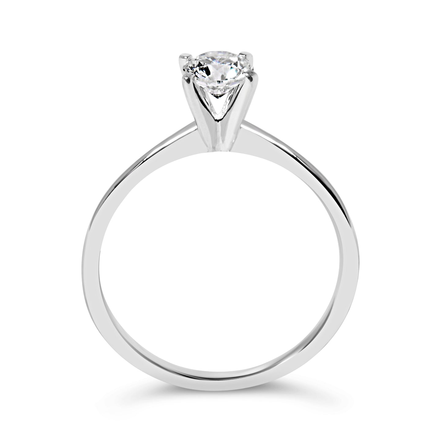 14K White Gold 1/2 Cttw Round Lab Grown Diamond 4 Prong Solitaire Engagement Ring (F-G Color, VS2-SI1 Clarity) - Size 7