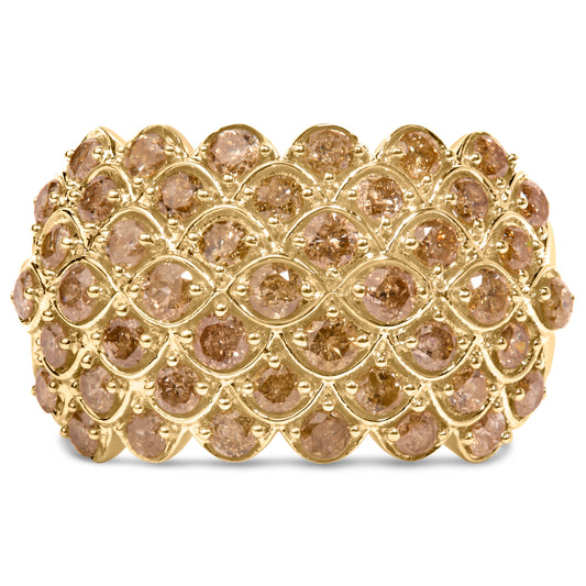 Bague cocktail en or jaune 10 carats, 2,0 carats poids total, diamants bruns, design en forme de goutte