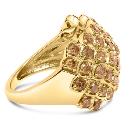 10K Yellow Gold 2.0 Cttw Brown Diamond Teardrop Design Cocktail Ring