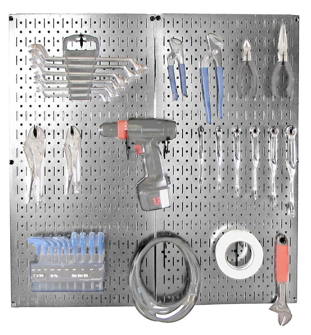 Metal Pegboard Tool Organizer Starter Kit - Metallic Pegboard with Hooks