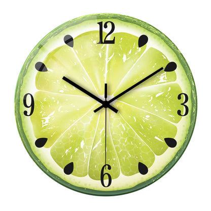 Fruit-colored Quiet-design Creative Glass Wall Clock Quartz Wall Clock