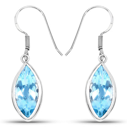 9.76 Carat Genuine Blue Topaz .925 Sterling Silver Earrings