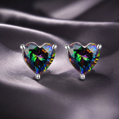 925 Sterling Silver Earrings 7mm Width with Transparent Glass for Women