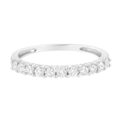 IGI Certified 1/2 Cttw Diamond 10K White Gold Prong Set Fluted Band Style Ring (I-J Color, I2-I3 Clarity) - Size 7
