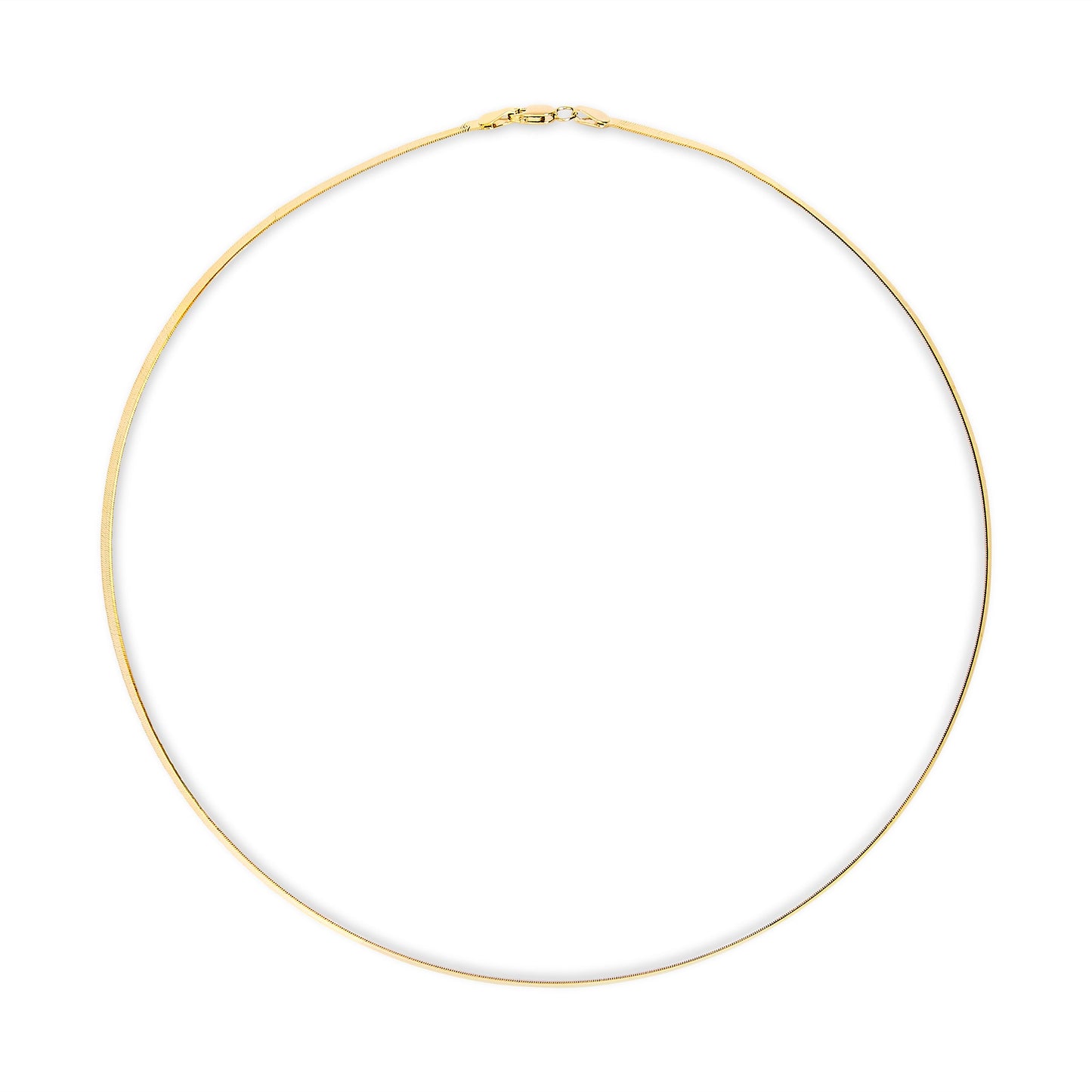 Unisex Solid 14K Yellow Gold 2.8mm Imperial Herringbone Chain Necklace - 18" Inches