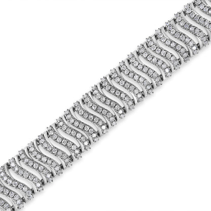 .925 Sterling Silver 5.00 Cttw Round-Cut Diamond "S" Link Bracelet (I-J Color, I3 Clarity) - Size 7.25