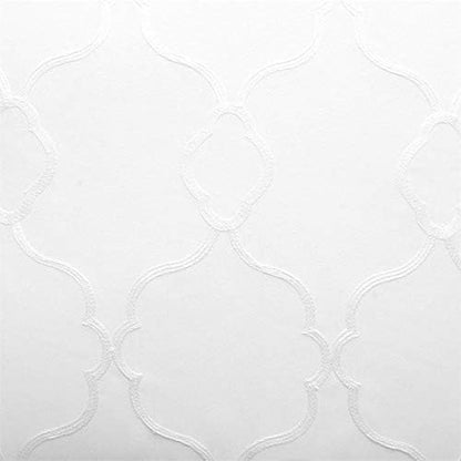 MIUCO Moroccan Embroidered Semi Sheer Curtains Faux Linen Grommet Window Curtains for Bedroom Living Room 95 Inches Long 2 Panels, Pure White