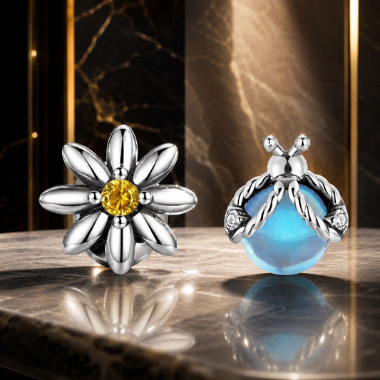 925 Sterling Silver Ladybird Earrings with Pavé Set CZ, 0.7cm for Women