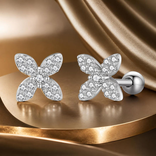 Boucles d'oreilles en argent sterling 925 avec oxyde de zirconium pavé au design élégant