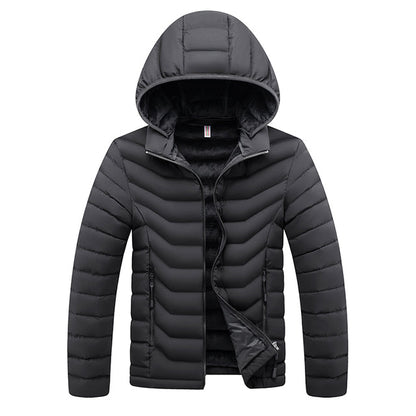 Men's Winter Casual Hooded Parka Jacket with Detachable Hat