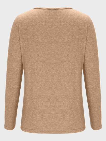 Crisscross V-Neck Long Sleeve T-Shirt