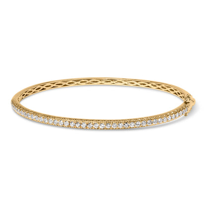 14K Rose Gold 1.00 Cttw Half Eternity Diamond Bangle Bracelet (G-H Color, SI2-I1 Clarity) - 7" Inches