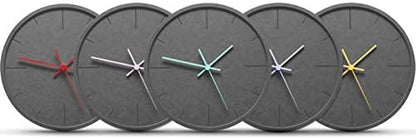 Stephanie Imports Modern Minimalist Dark Concrete Silent Wall Clock (Yellow Hands)
