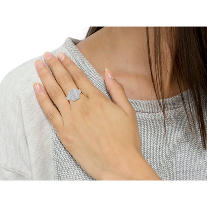 .925 Sterling Silver Round and Baguette Diamond Cathedral Ring (0.75 Cttw, H-I Color, I2-I3 Clarity) - Size 7