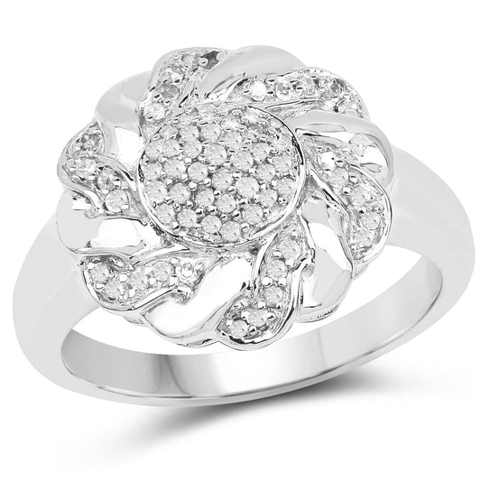 Bague en argent sterling 925 plaqué or jaune 14 carats et diamant blanc véritable de 0,28 carat