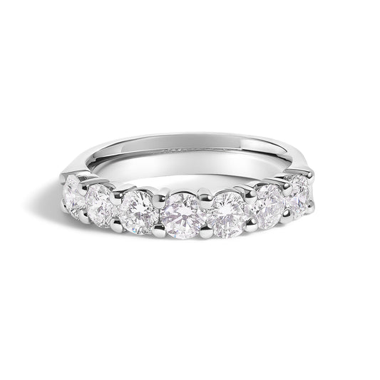 Bague à 7 pierres en or blanc 14 carats et diamants de 1,5 carat