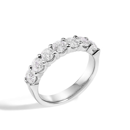 14K White Gold 1 1/2 Cttw Diamond 7 Stone Band Ring