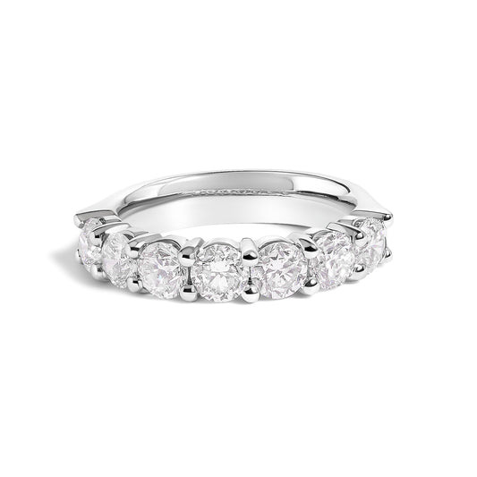 Bague jonc 7 pierres en or blanc 14 carats et diamants 2,0 carats