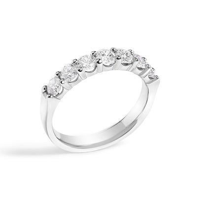 14K White Gold 1.0 Cttw Diamond 7 Stone Band Ring