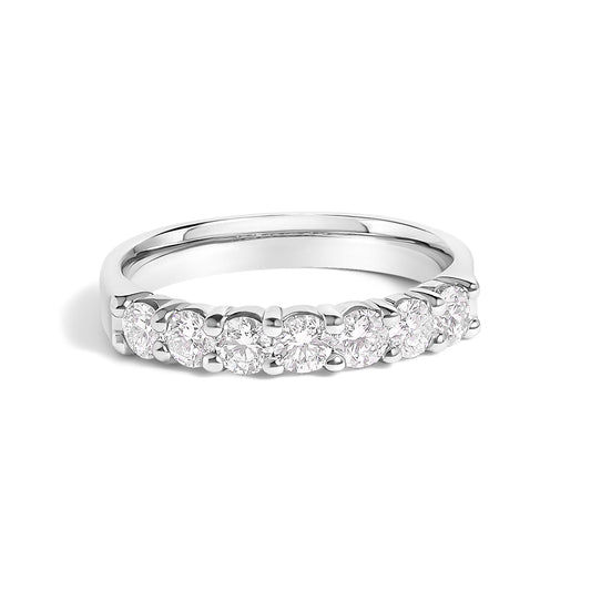 Bague à 7 pierres en or blanc 14 carats et diamants de 0,75 carat