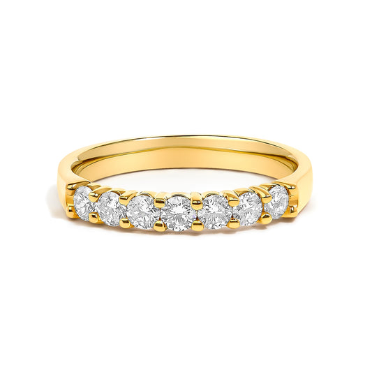 Bague Alliance Or Jaune 14 carats Diamant 0,5 carat 7 Pierres