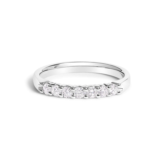 Bague de 7 pierres en or blanc 14 carats et diamant 1/3 carat