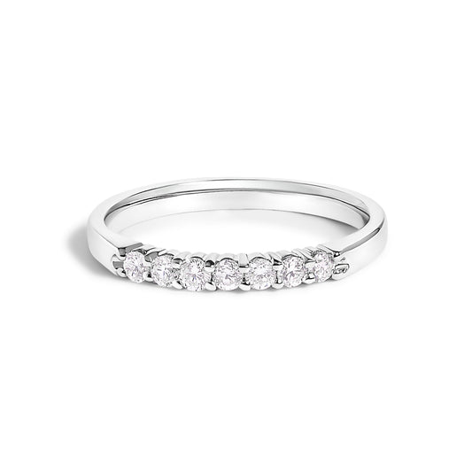 Bague jonc en or blanc 14 carats avec 7 diamants (0,25 carat total)