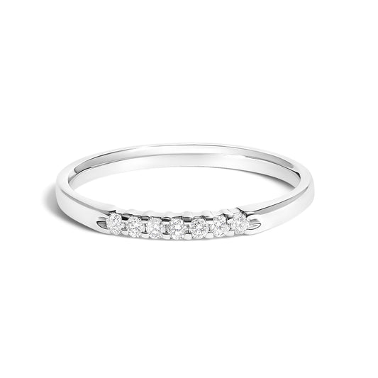 Bague jonc en or blanc 14 carats avec 7 diamants de 0,10 carat