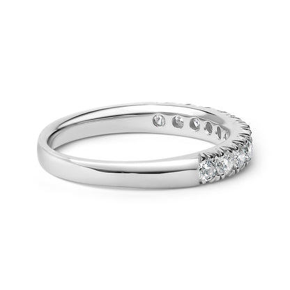 14K White Gold 1/2 Cttw Round Diamond 11 Stone Classic Band