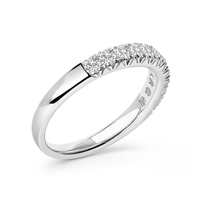 14K White Gold 1/2 Cttw Round Diamond 11 Stone Classic Band