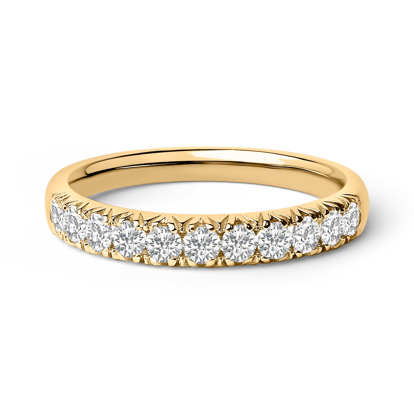 14K White Gold 1/2 Cttw Round Diamond 11 Stone Classic Band