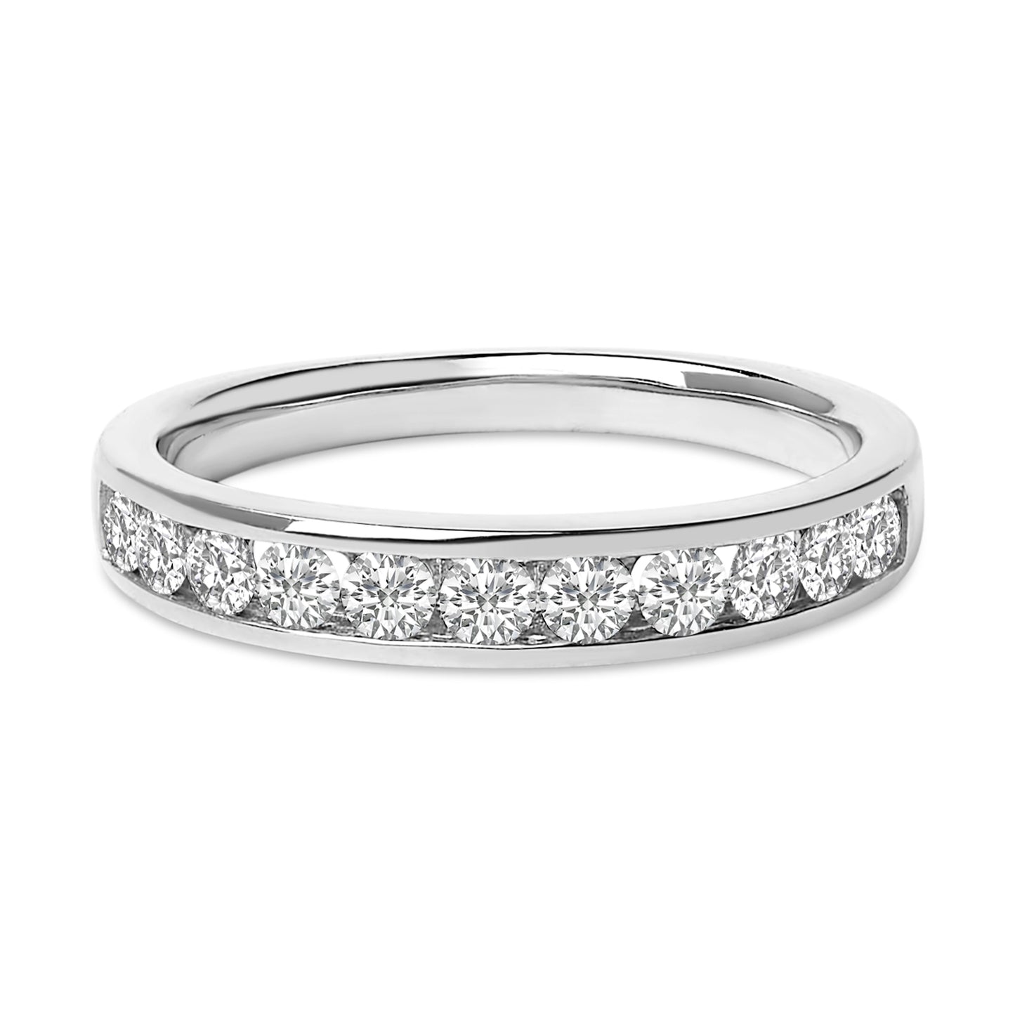 14K Yellow Gold 1/2 Cttw Round Diamond 11 Stone Channel Set Band