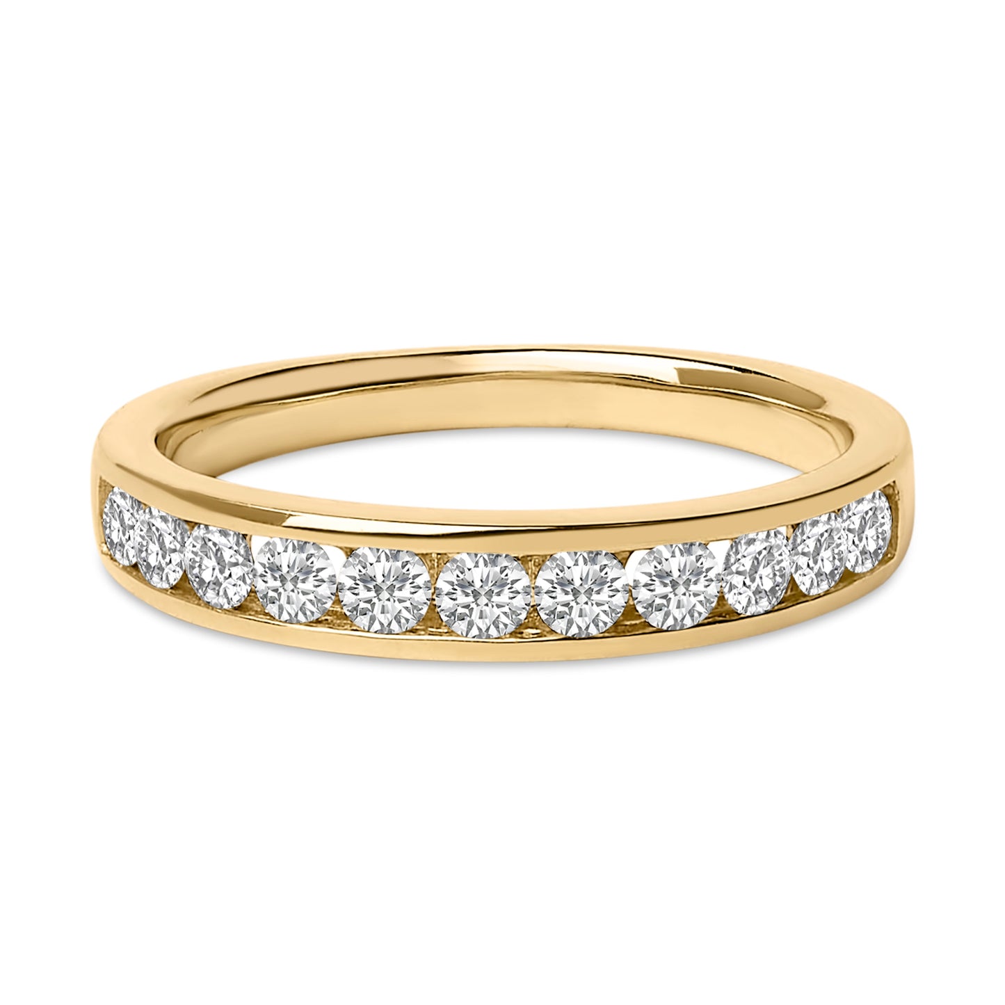 14K Yellow Gold 1/2 Cttw Round Diamond 11 Stone Channel Set Band