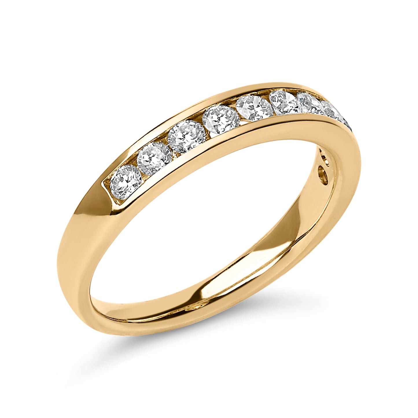 14K Yellow Gold 1/2 Cttw Round Diamond 11 Stone Channel Set Band