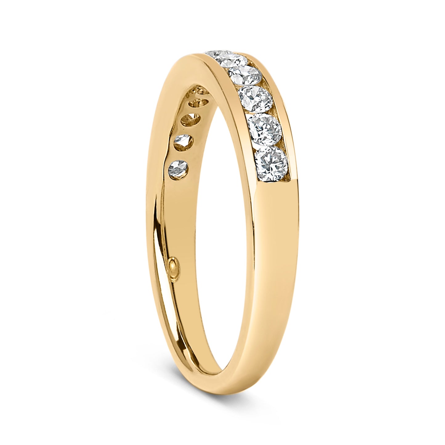 14K Yellow Gold 1/2 Cttw Round Diamond 11 Stone Channel Set Band