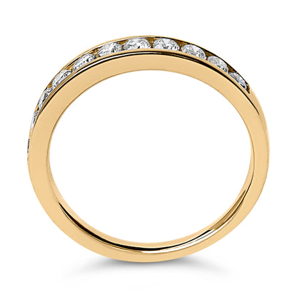 14K Yellow Gold 1/2 Cttw Round Diamond 11 Stone Channel Set Band