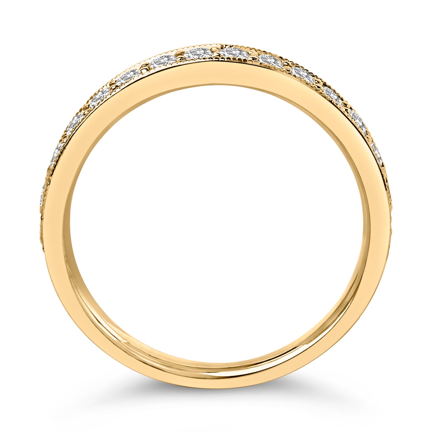 14K Yellow Gold 1/2 Cttw Round Diamond Milgrain Wedding Band