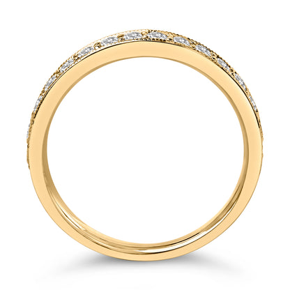 14K Yellow Gold 1/2 Cttw Round Diamond Milgrain Wedding Band