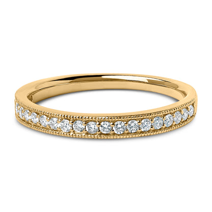 14K Yellow Gold 1/4 Cttw Round Diamond Milgrain Wedding Band (I-J Color, SI2-I1 Clarity) - Size 6.5
