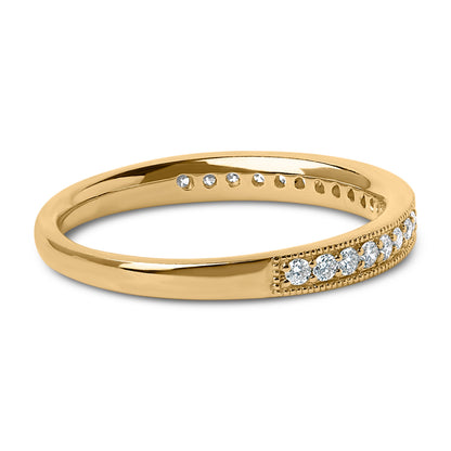 14K Yellow Gold 1/4 Cttw Round Diamond Milgrain Wedding Band (I-J Color, SI2-I1 Clarity) - Size 6.5